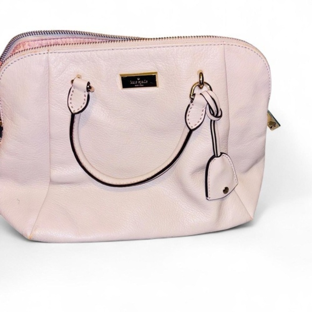 KATE SPADE Beige Pebbled Leather Satchel Bag